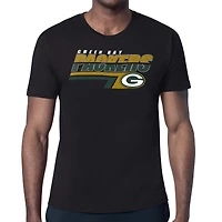 Men's Starter Black Green Bay Packers Logo Push Graphic T-Shirt