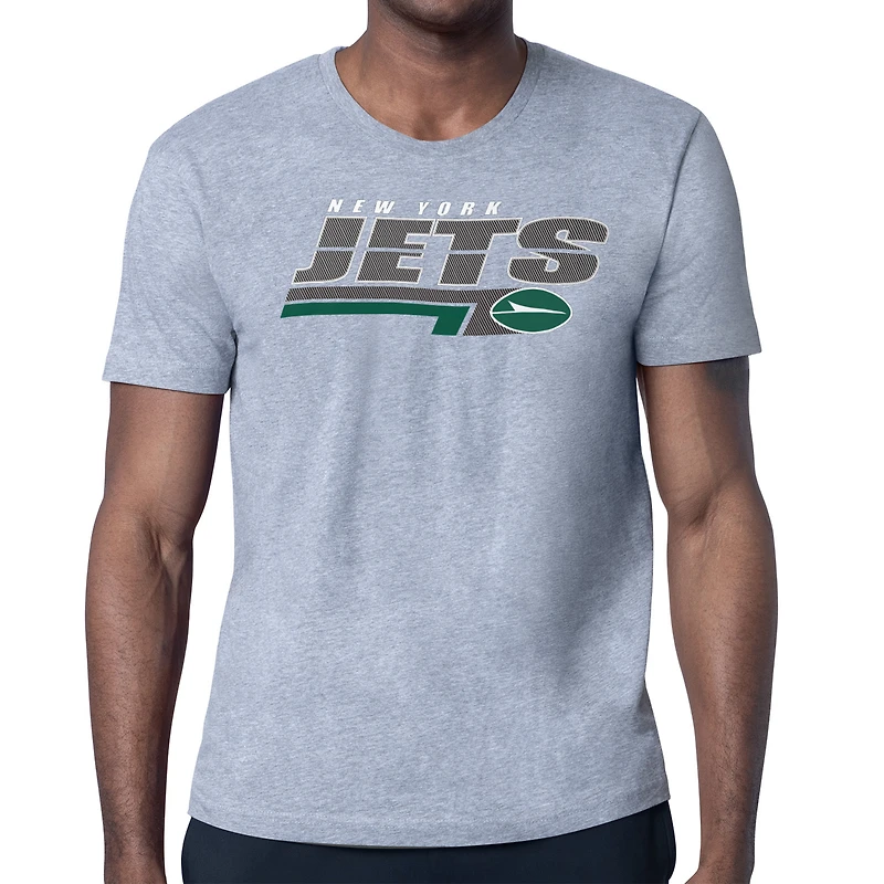 Men's Starter Heather Gray New York Jets Logo Push Graphic T-Shirt