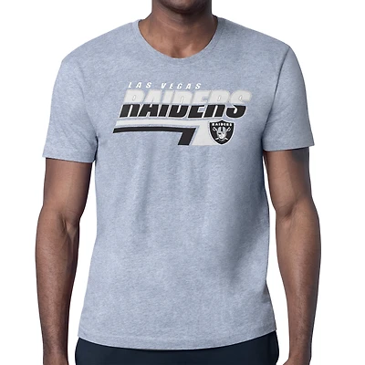 Men's Starter Heather Gray Las Vegas Raiders Logo Push Graphic T-Shirt