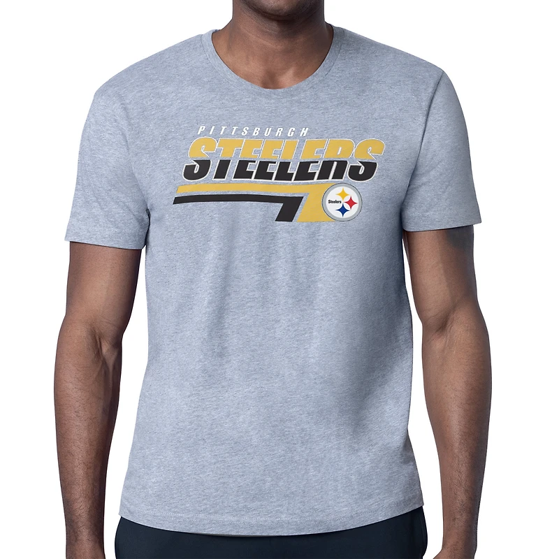 Men's Starter Heather Gray Pittsburgh Steelers Logo Push Graphic T-Shirt