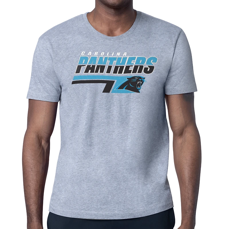 Men's Starter Heather Gray Carolina Panthers Logo Push Graphic T-Shirt