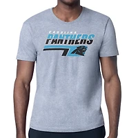 Men's Starter Heather Gray Carolina Panthers Logo Push Graphic T-Shirt
