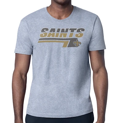 Men's Starter Heather Gray New Orleans Saints Logo Push Graphic T-Shirt