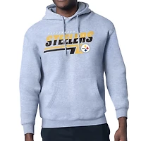 Men's Starter Heather Gray Pittsburgh Steelers Logo Push Graphic Hoodie