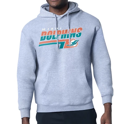 Men's Starter Heather Gray Miami Dolphins Logo Push Graphic Hoodie