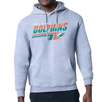 Men's Starter Heather Gray Miami Dolphins Logo Push Graphic Hoodie