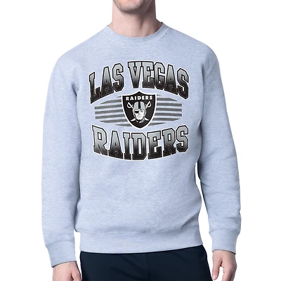 Men's Starter Heather Gray Las Vegas Raiders Team Grit Graphic Fleece Pullover Sweatshirt