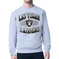 Men's Starter Heather Gray Las Vegas Raiders Team Grit Graphic Fleece Pullover Sweatshirt