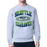 Men's Starter Heather Gray Seattle Seahawks Team Grit Graphic Fleece Pullover Sweatshirt