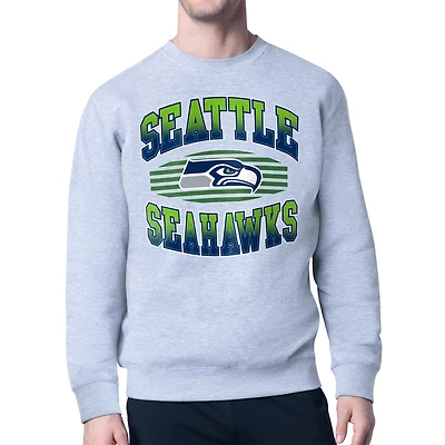 Men's Starter Heather Gray Seattle Seahawks Team Grit Graphic Fleece Pullover Sweatshirt