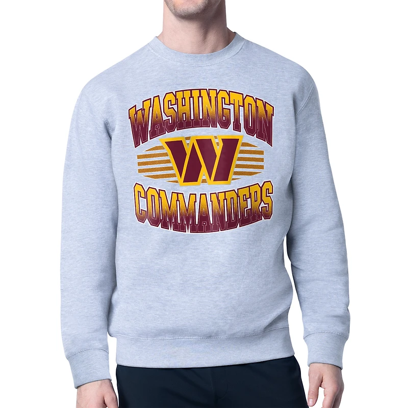 Men's Starter Heather Gray Washington Commanders Team Grit Graphic Fleece Pullover Sweatshirt