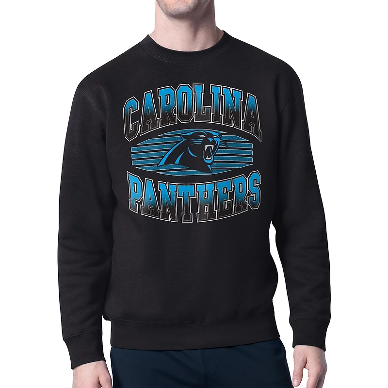 Men's Starter Black Carolina Panthers Team Grit Graphic Fleece Pullover Sweatshirt