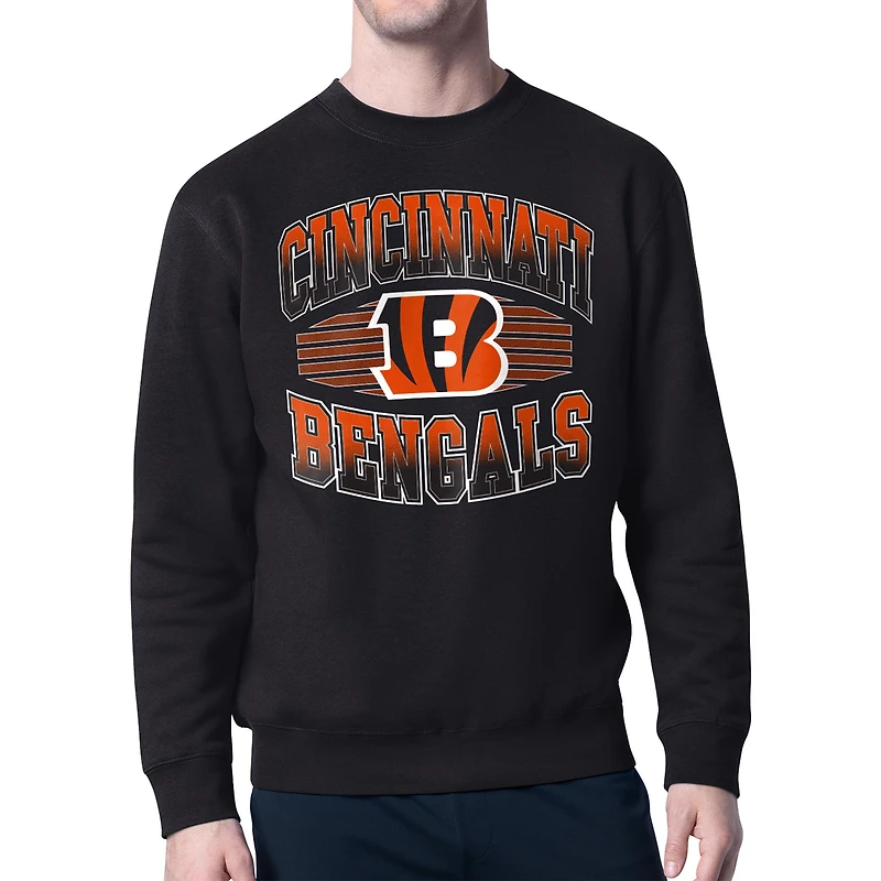 Men's Starter Black Cincinnati Bengals Team Grit Graphic Fleece Pullover Sweatshirt