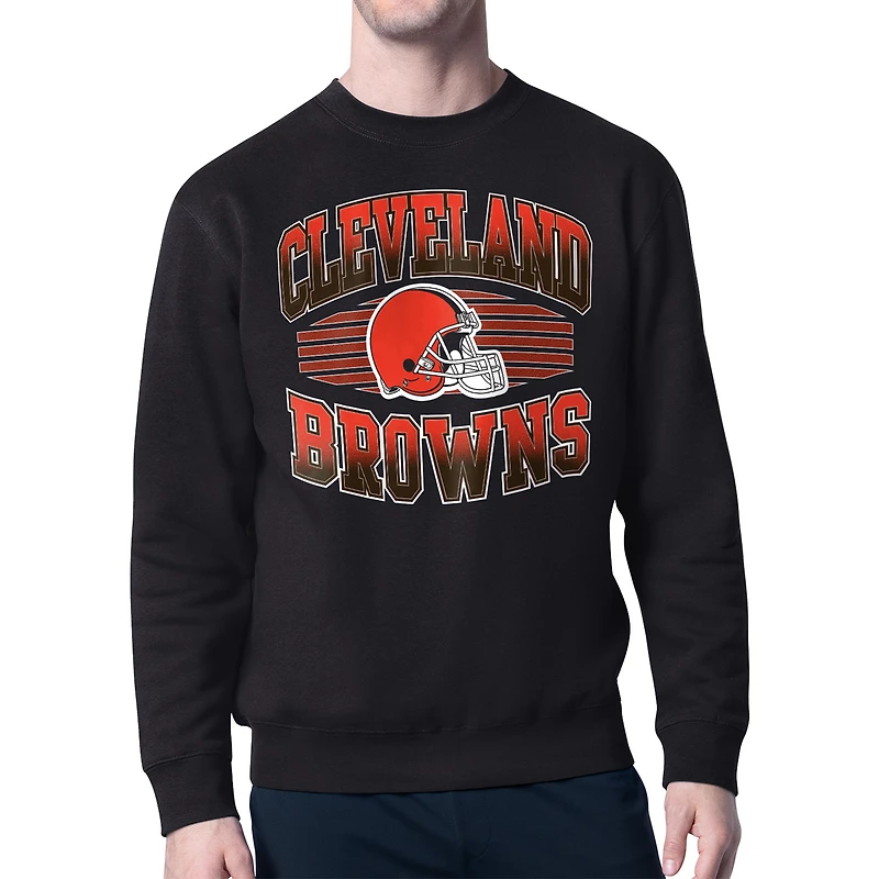 Men's Starter Black Cleveland Browns Team Grit Graphic Fleece Pullover Sweatshirt