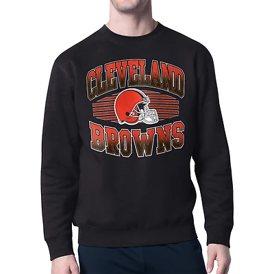 Men's Starter Black Cleveland Browns Team Grit Graphic Fleece Pullover Sweatshirt