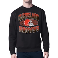 Men's Starter Black Cleveland Browns Team Grit Graphic Fleece Pullover Sweatshirt