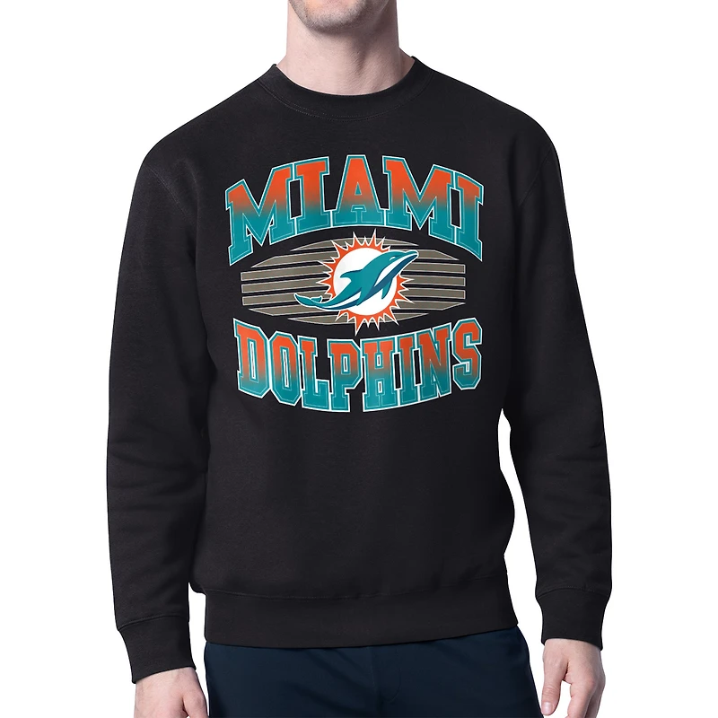Men's Starter Black Miami Dolphins Team Grit Graphic Fleece Pullover Sweatshirt