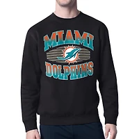 Men's Starter Black Miami Dolphins Team Grit Graphic Fleece Pullover Sweatshirt