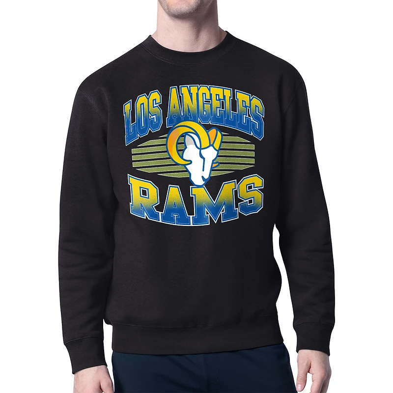 Men's Starter Black Los Angeles Rams Team Grit Graphic Fleece Pullover Sweatshirt