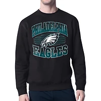 Men's Starter Black Philadelphia Eagles Team Grit Graphic Fleece Pullover Sweatshirt