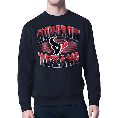 Men's Starter Navy Houston Texans Team Grit Graphic Fleece Pullover Sweatshirt