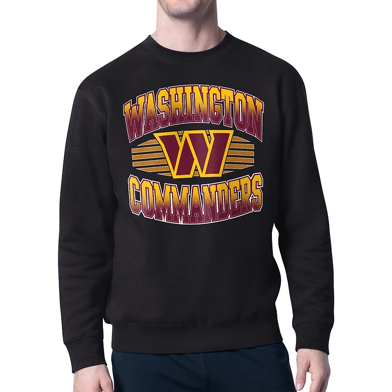 Men's Starter Black Washington Commanders Team Grit Graphic Fleece Pullover Sweatshirt