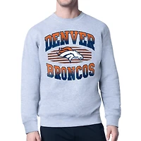 Men's Starter Heather Gray Denver Broncos Team Grit Graphic Fleece Pullover Sweatshirt
