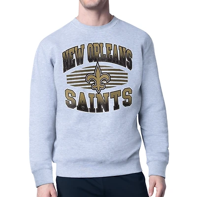 Men's Starter Heather Gray New Orleans Saints Team Grit Graphic Fleece Pullover Sweatshirt