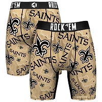 Men's Rock Em Socks Gold New Orleans Saints Logo Boxer Briefs