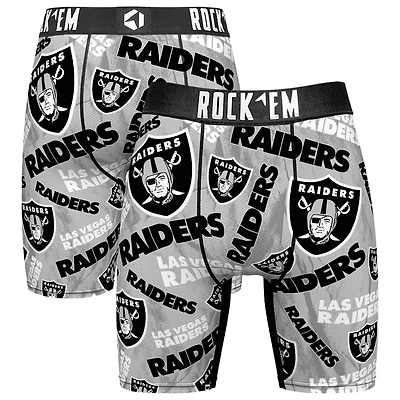 Men's Rock Em Socks Silver Las Vegas Raiders Logo Boxer Briefs