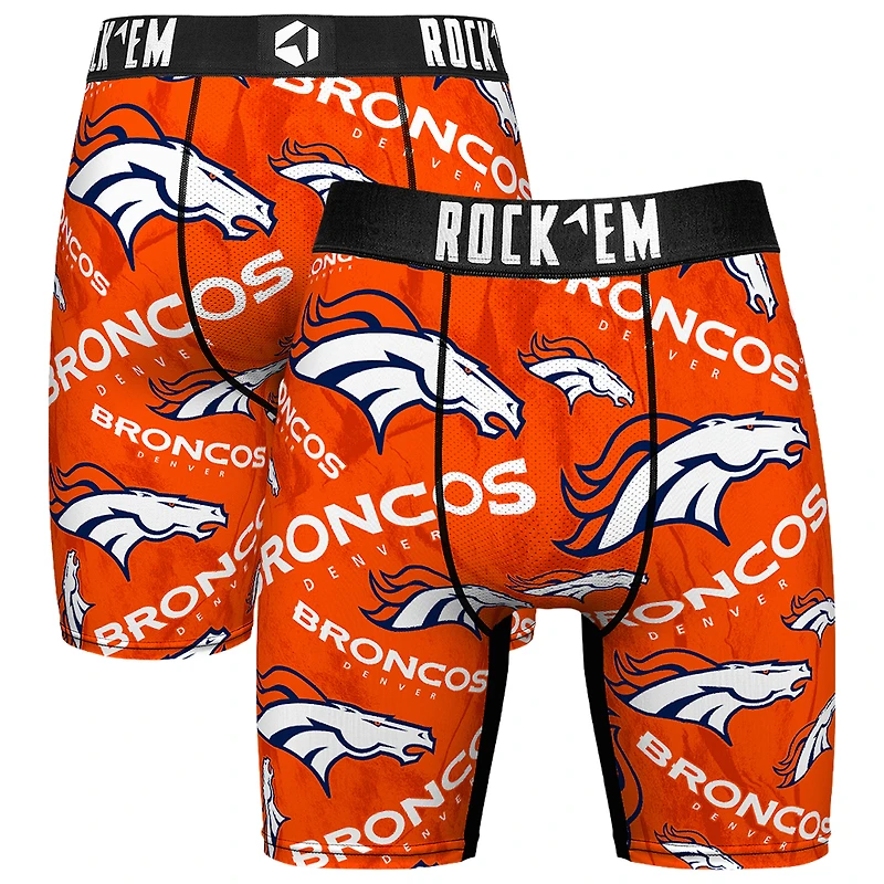Men's Rock Em Socks Orange Denver Broncos Logo Boxer Briefs