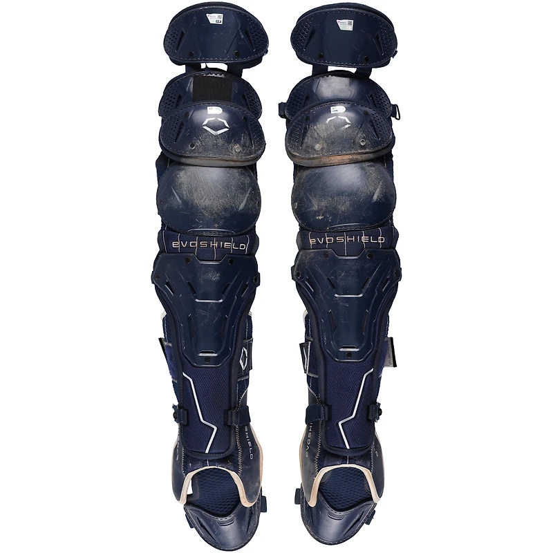 Austin Wells New York Yankees Game-Used Navy EvoShield Shin Guards vs. Milwaukee Brewers on March 30, 2025