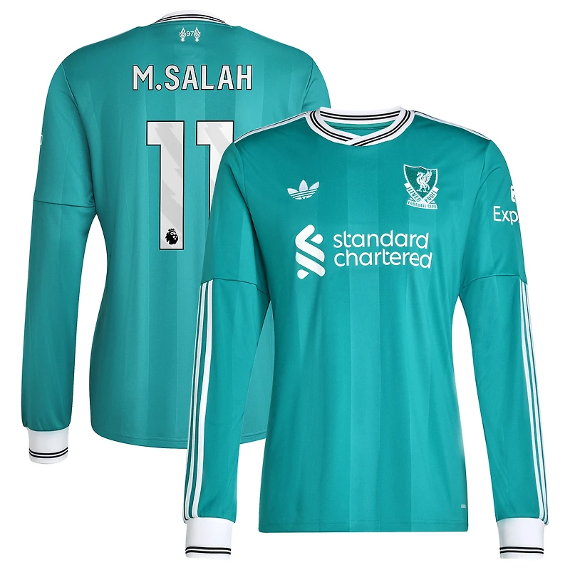 Men's adidas Mohamed Salah Green Liverpool 2025/26 Third Replica Long Sleeve Player Jersey