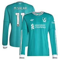 Men's adidas Mohamed Salah Green Liverpool 2025/26 Third Replica Long Sleeve Player Jersey