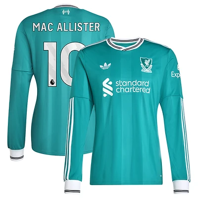 Men's adidas Alexis Mac Allister Green Liverpool 2025/26 Third Replica Long Sleeve Player Jersey