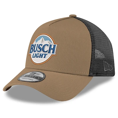 Men's New Era Khaki Ross Chastain Busch Light A-Frame 9FORTY Trucker Adjustable Hat