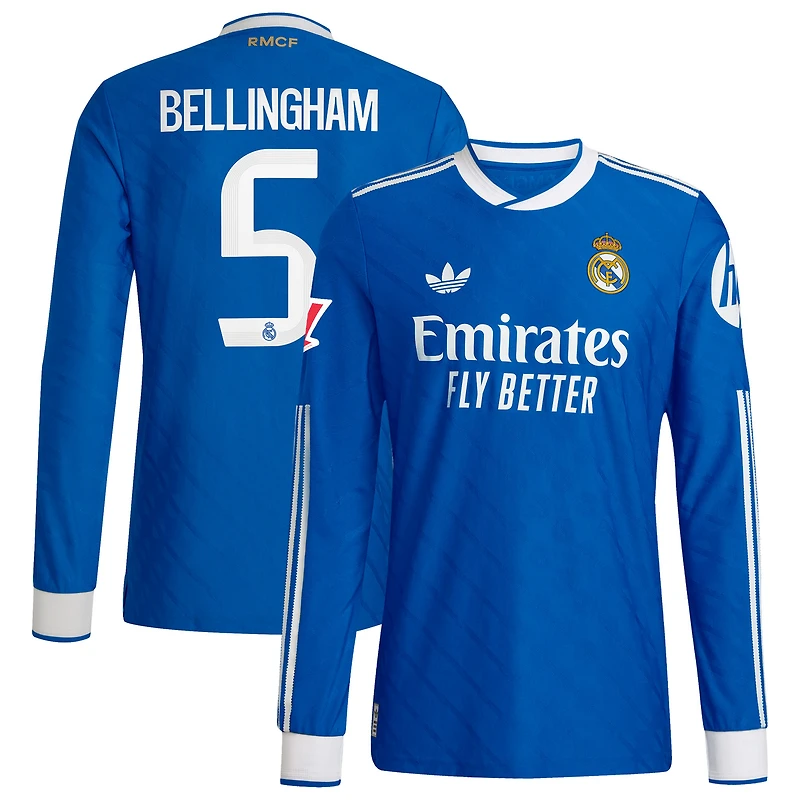 Men's adidas Jude Bellingham Blue Real Madrid 2025/26 Third Authentic Long Sleeve Player Jersey