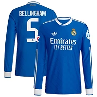 Men's adidas Jude Bellingham Blue Real Madrid 2025/26 Third Authentic Long Sleeve Player Jersey