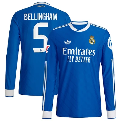 Men's adidas Jude Bellingham Blue Real Madrid 2025/26 Third Authentic Long Sleeve Player Jersey