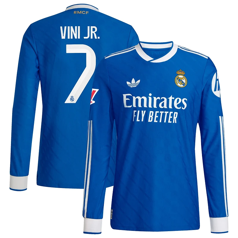 Men's adidas Vinicius Junior Blue Real Madrid 2025/26 Third Authentic Long Sleeve Player Jersey