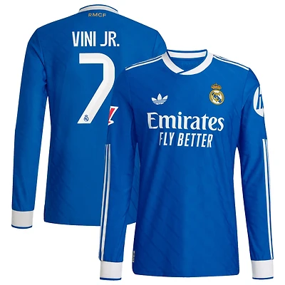 Men's adidas Vinicius Junior Blue Real Madrid 2025/26 Third Authentic Long Sleeve Player Jersey