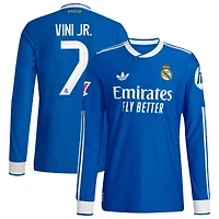 Men's adidas Vinicius Junior Blue Real Madrid 2025/26 Third Authentic Long Sleeve Player Jersey