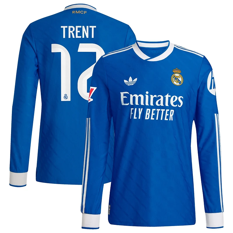 Men's adidas Trent Alexander-Arnold Blue Real Madrid 2025/26 Third Authentic Long Sleeve Player Jersey
