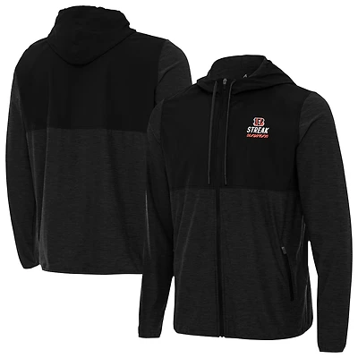 Men's Antigua Black Cincinnati Bengals Streak Sway Full-Zip Jacket