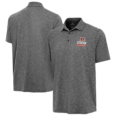 Men's Antigua Heather Black Cincinnati Bengals Streak Par 3 Polo
