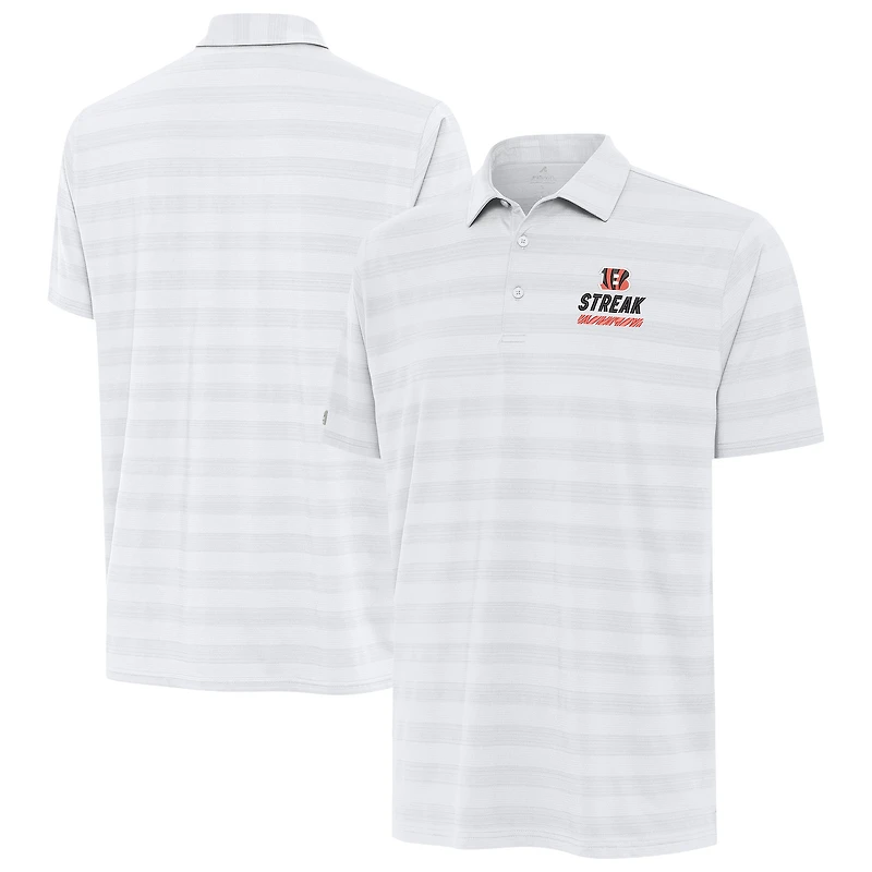 Men's Antigua White Cincinnati Bengals Streak Tunnel Polo