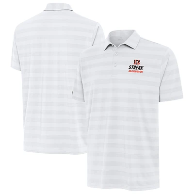 Men's Antigua White Cincinnati Bengals Streak Tunnel Polo