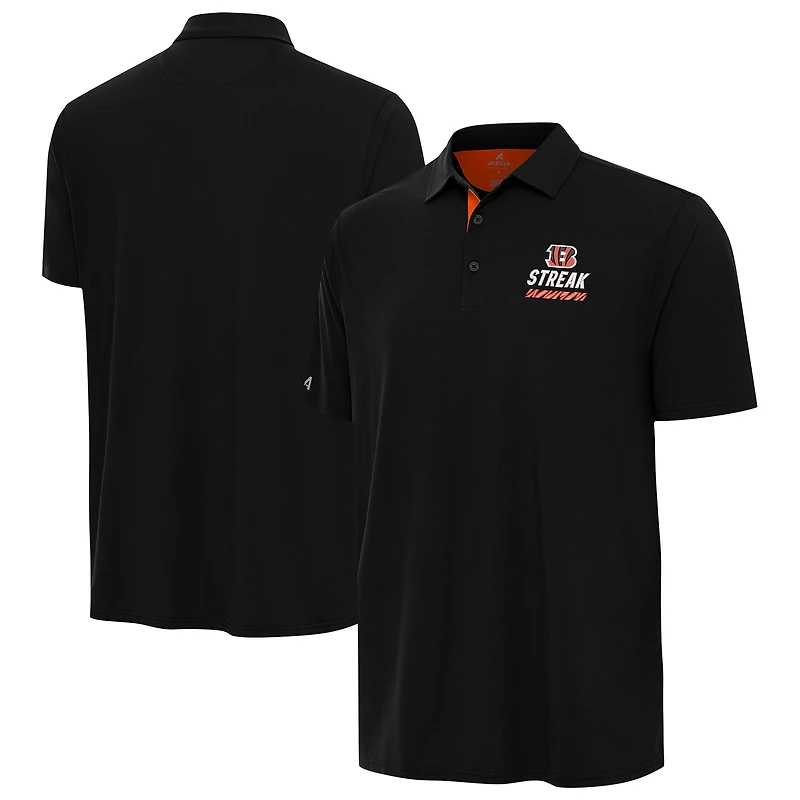 Men's Antigua Black Cincinnati Bengals Streak Era Polo