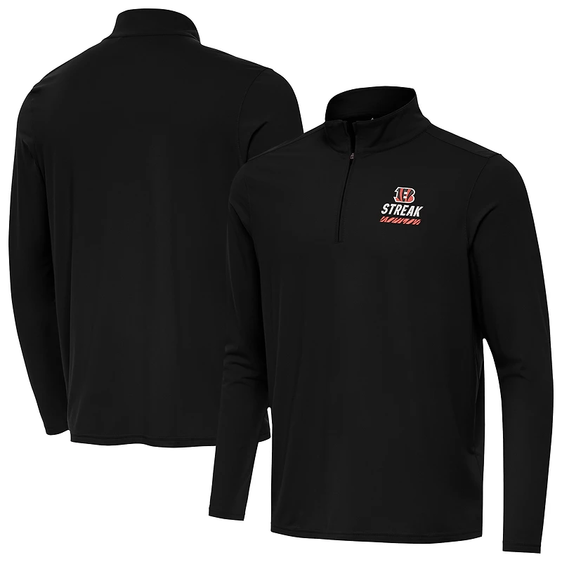 Men's Antigua Black Cincinnati Bengals Streak Intent Quarter-Zip Pullover