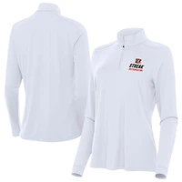 Women's Antigua White Cincinnati Bengals Streak Intent Quarter-Zip Pullover